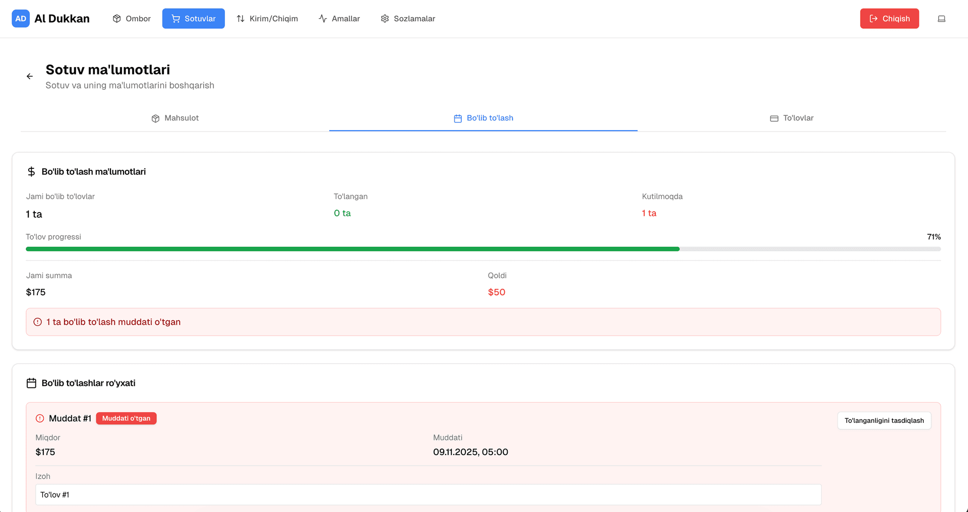 Muddatli to'lovlar va nasiya savdolar boshqaruvi - Muddatli to'lovlar