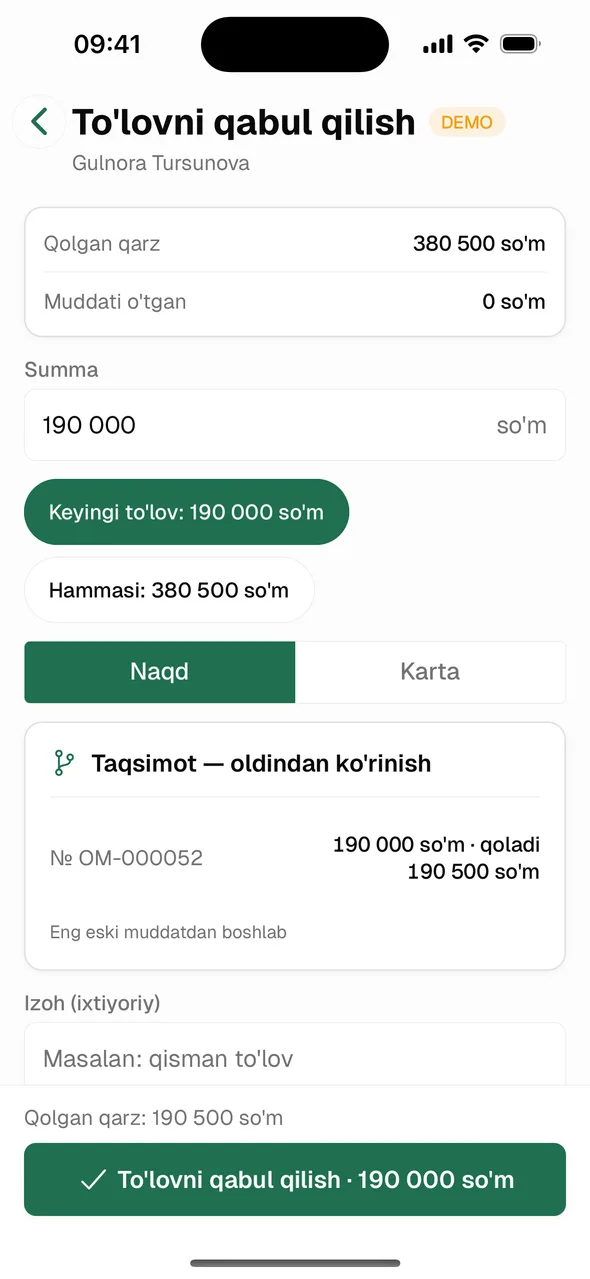Telefonda nasiya toʻlovi
