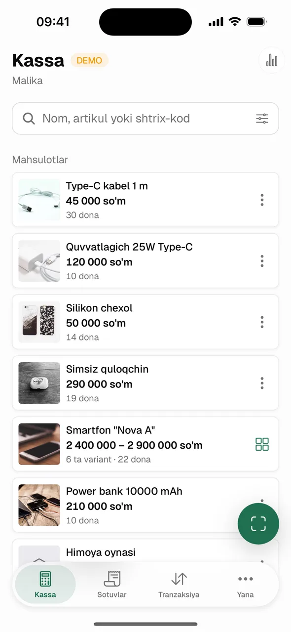 Telefonda smenani ochish