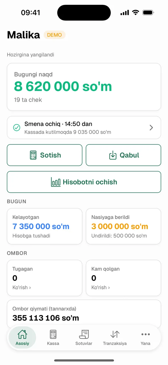 Telefonda bugungi naqd